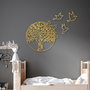 Wallity Tree And Birds 4 Escultura de pared dorada